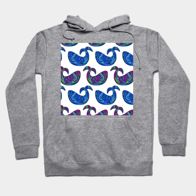 Whimsical Henna Whales Hoodie by HLeslie Design